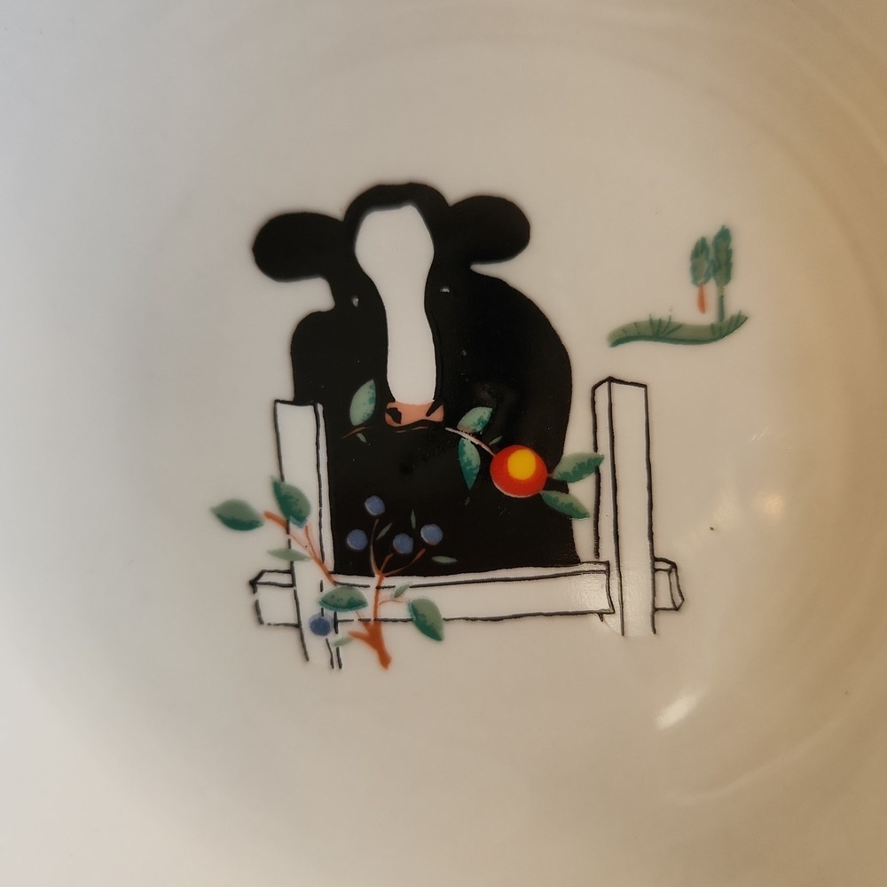 Vintage Oneida Farm Friends Cow Ceramic Stoneware Soup Bowls Farmhouse Kitchen - Picture 10 of 16
